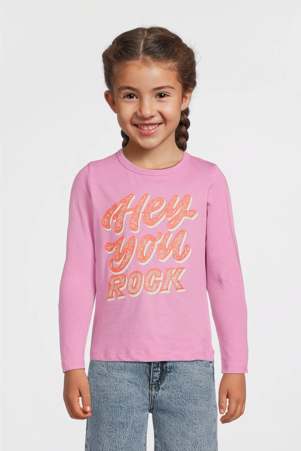 NAME IT longsleeve NKFOLISIA met printopdruk roze