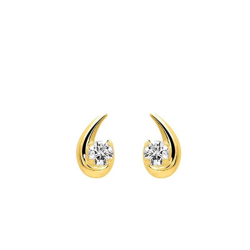 Boucles d'oreilles femme - Oxyde de zirconium - Or 9 Carats