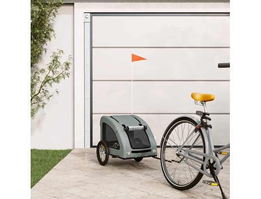 VIDAXL - Remorque de vélo pour chien gris tissu oxford et fer