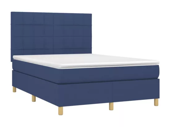 Sommier tapissier avec matelas et LED Bleu 140x190 cm Tissu
