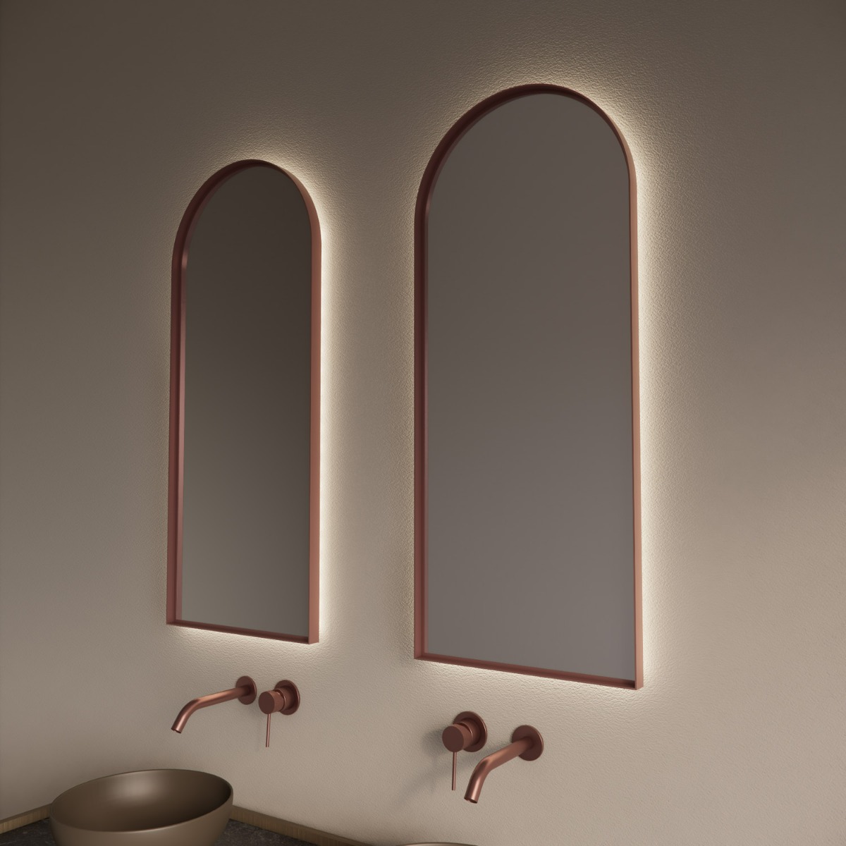 Gliss Design Delta spiegel met LED-verlichting 40x100cm rosé koper