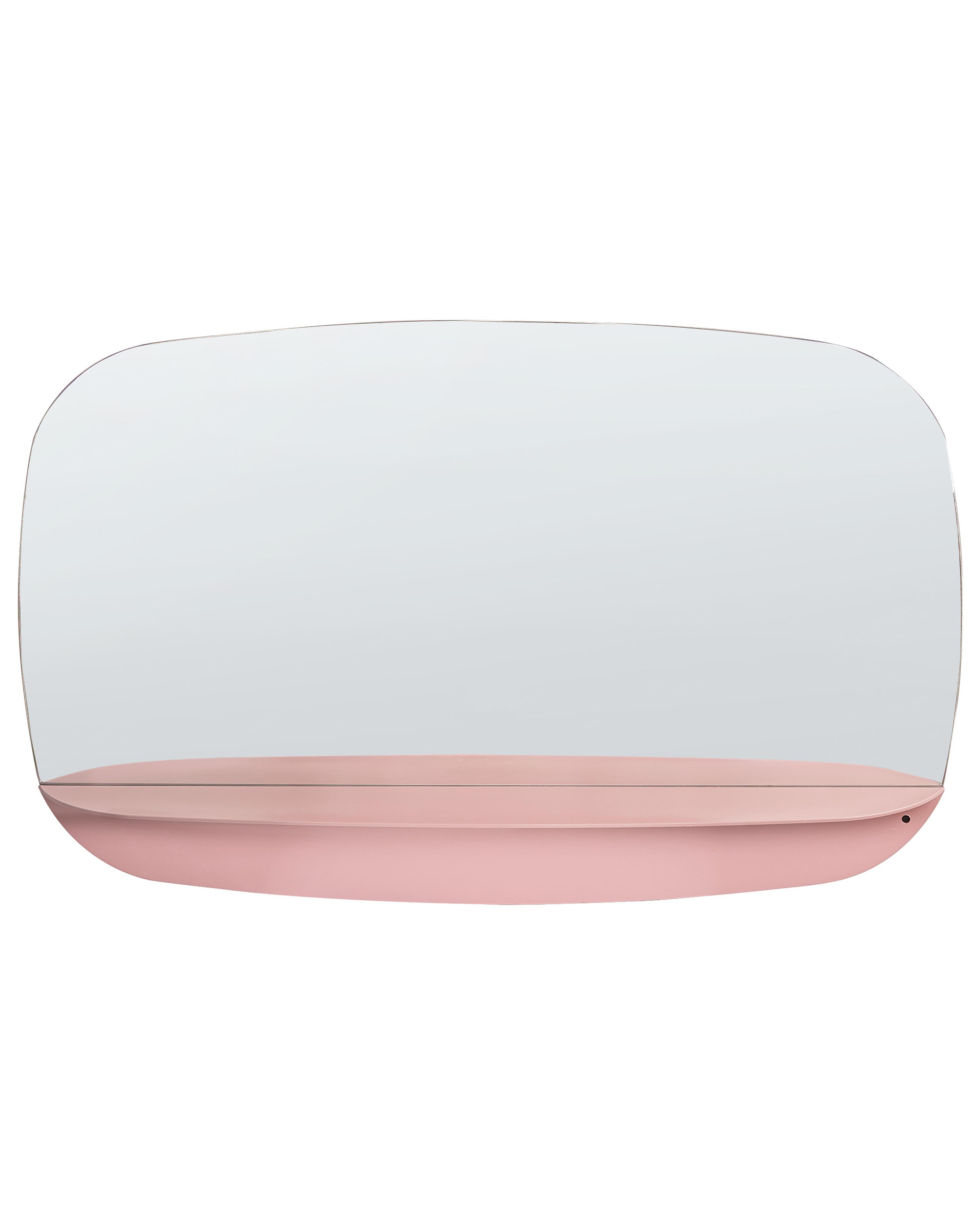 Wandspiegel met plank DOSNON 80 cm 50 cm Metaal Roze