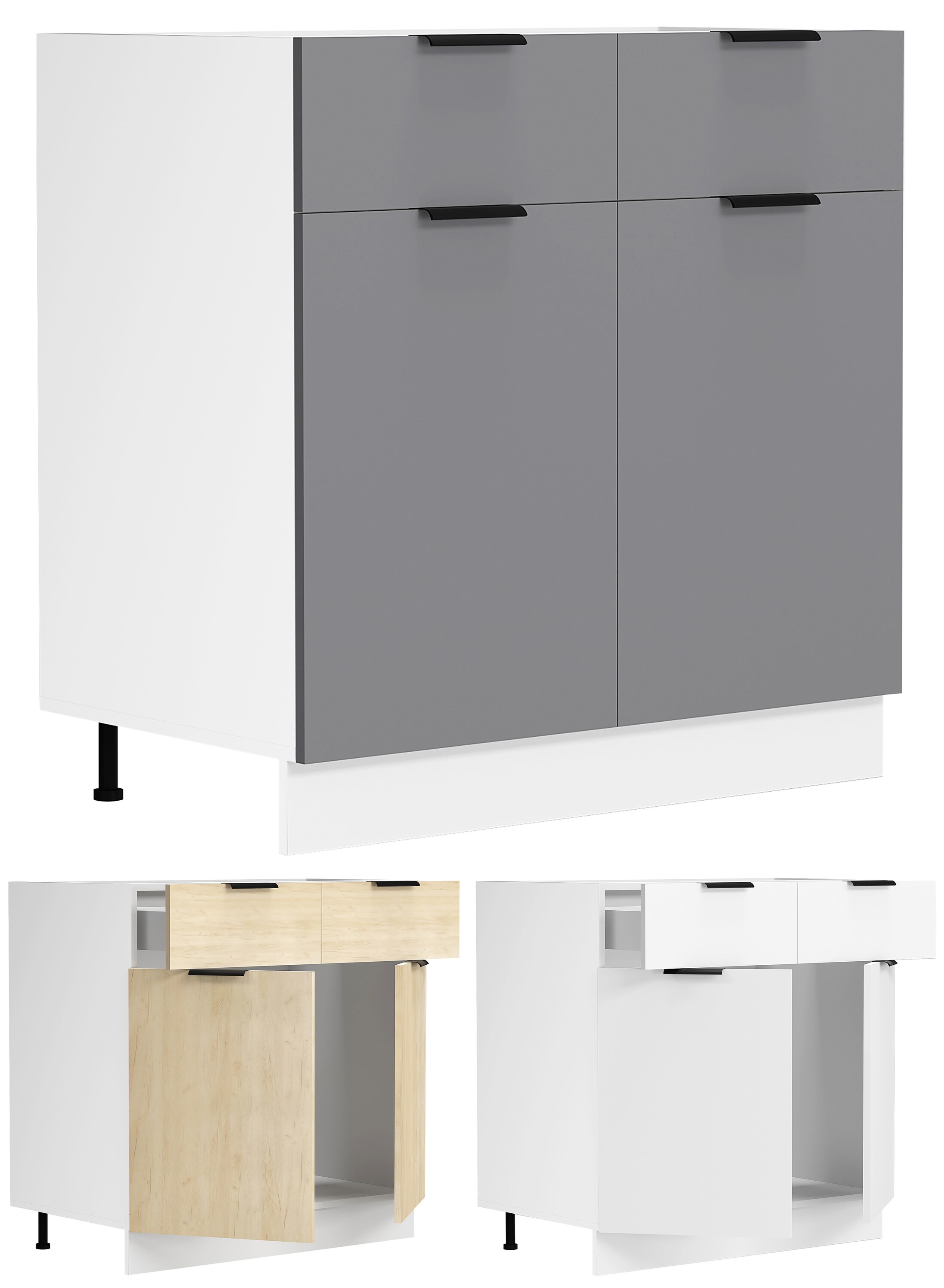 VCM Küchenschrank Breite 80 cm Schublade Unterschrank Küche Küchenmöbel Fasola