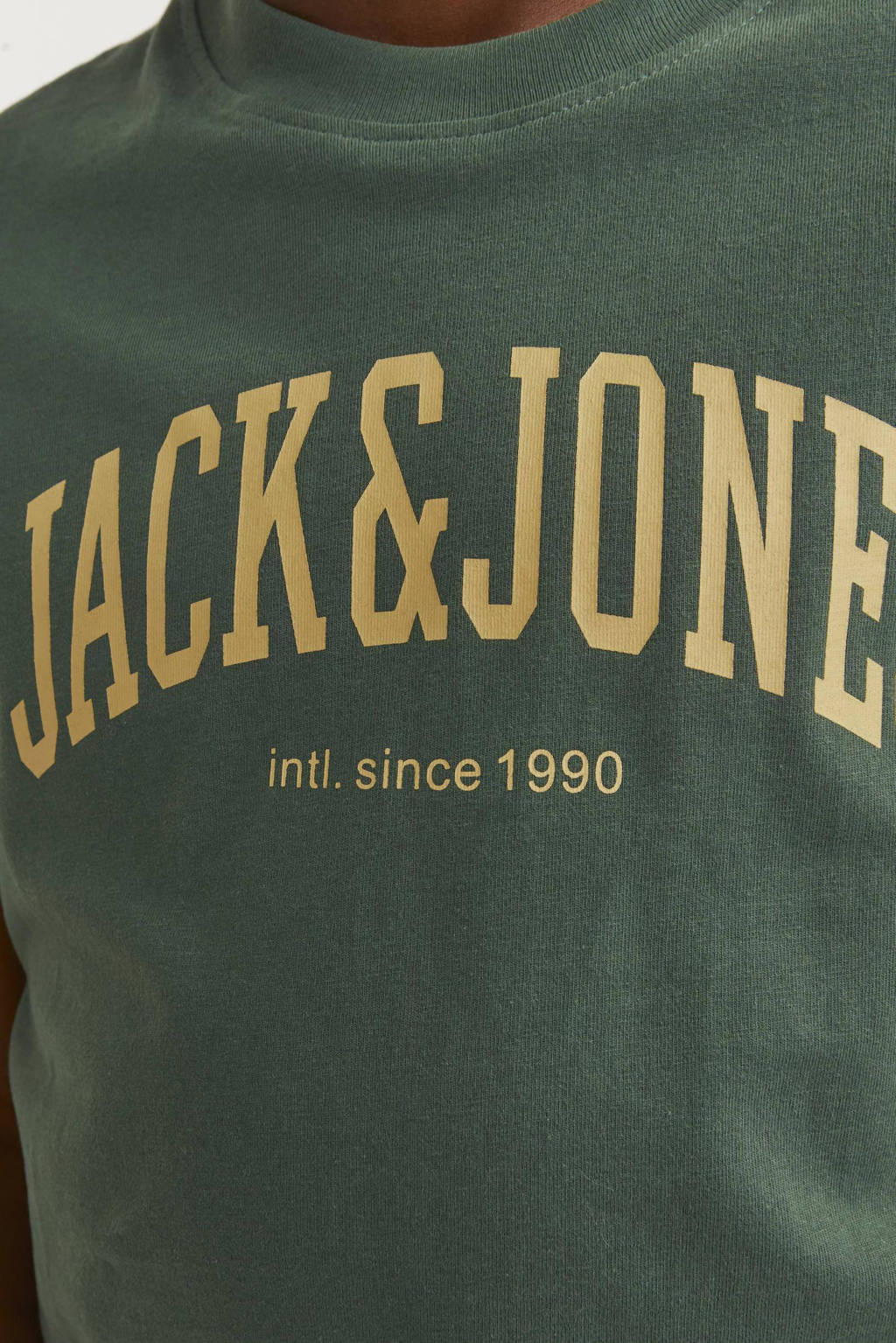 JACK & JONES T-shirt JJEJOSHmet tekst donkergroen