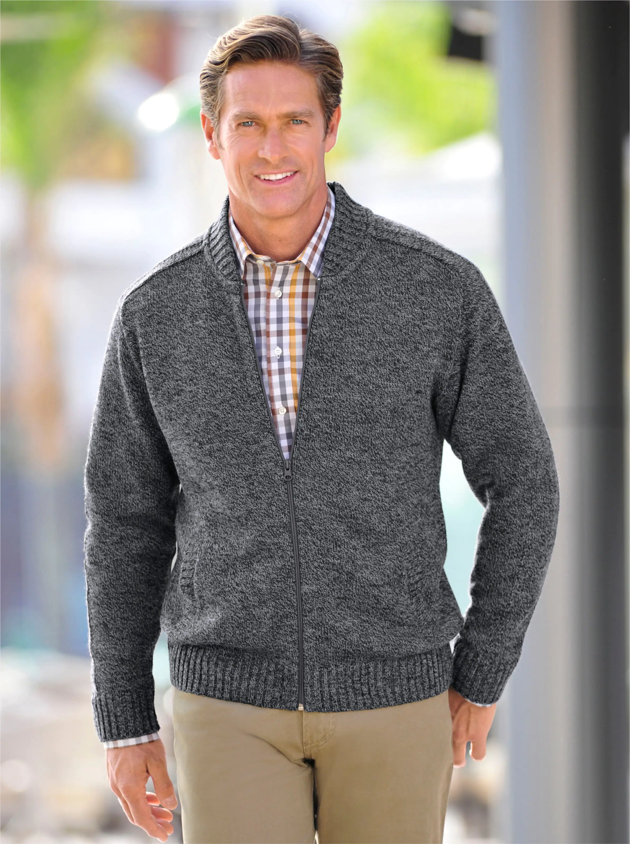 Marco Donati Strickjacke in anthrazit-meliert