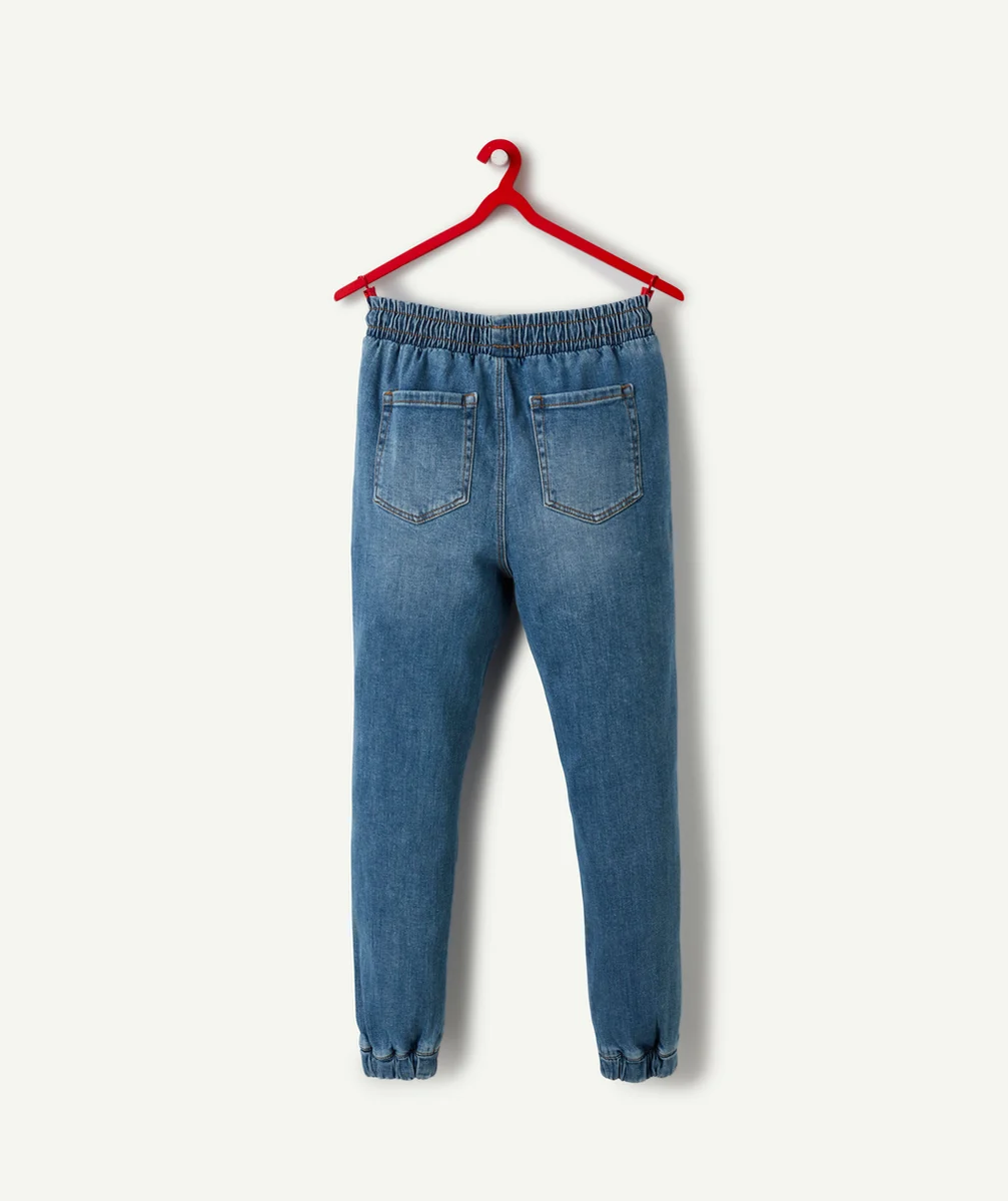 pantalon relax garçon en denim low impact avec cordons