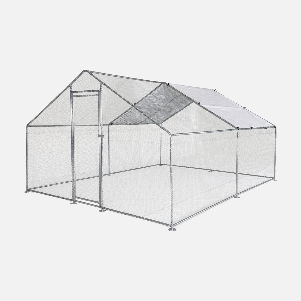Enclos pour poulailler 12m² - babette - volière en acier galvanisé. Toit imperméable et anti uv. Porte avec loquet. Enclos pour