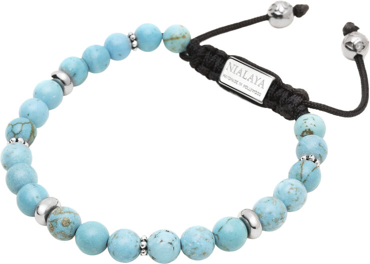 Nialaya Men's Beaded Bracelet with Turquoise Turquoise