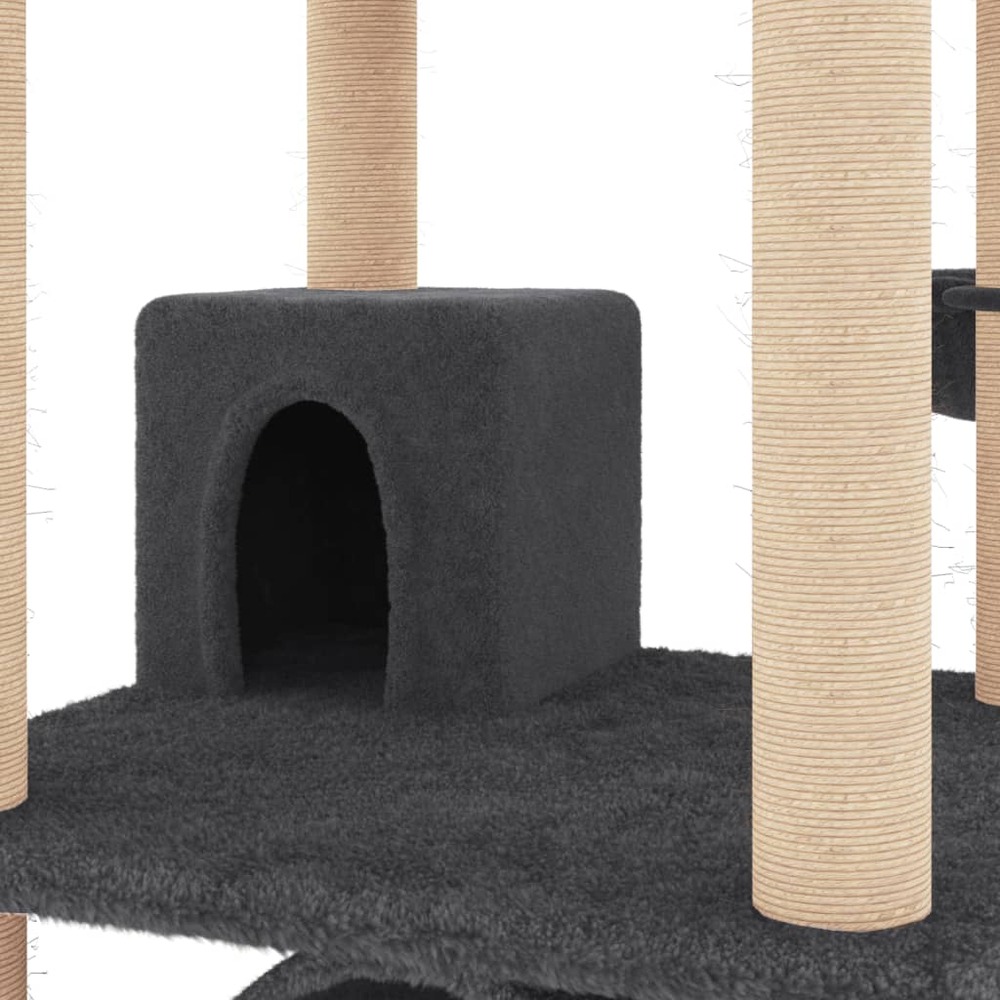 Arbre à chat avec griffoirs en sisal gris foncé 141 cm