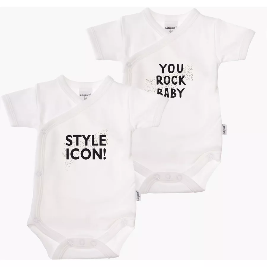 Liliput Kurzarm-Wickelbody 2er Pack Rock Baby weiß
