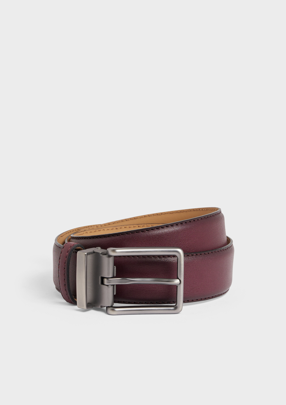 Ceinture ajustable en cuir lisse bordeaux