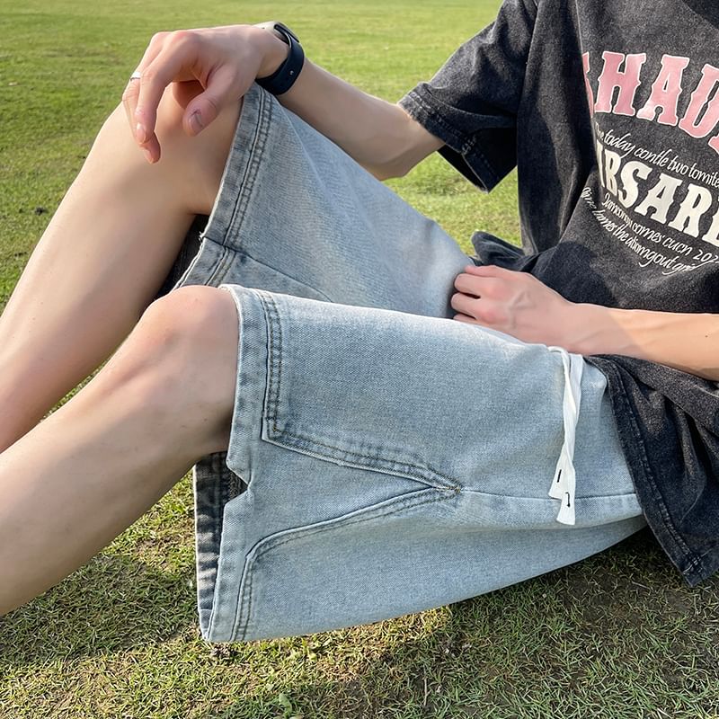 emeisa - Denim short met trekkoord in de taille