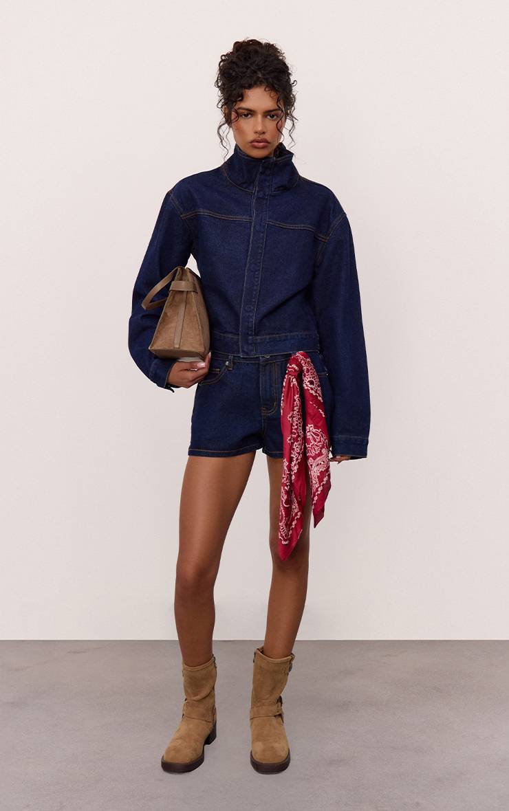 Raw Indigo Wash Short En Jean À Pois