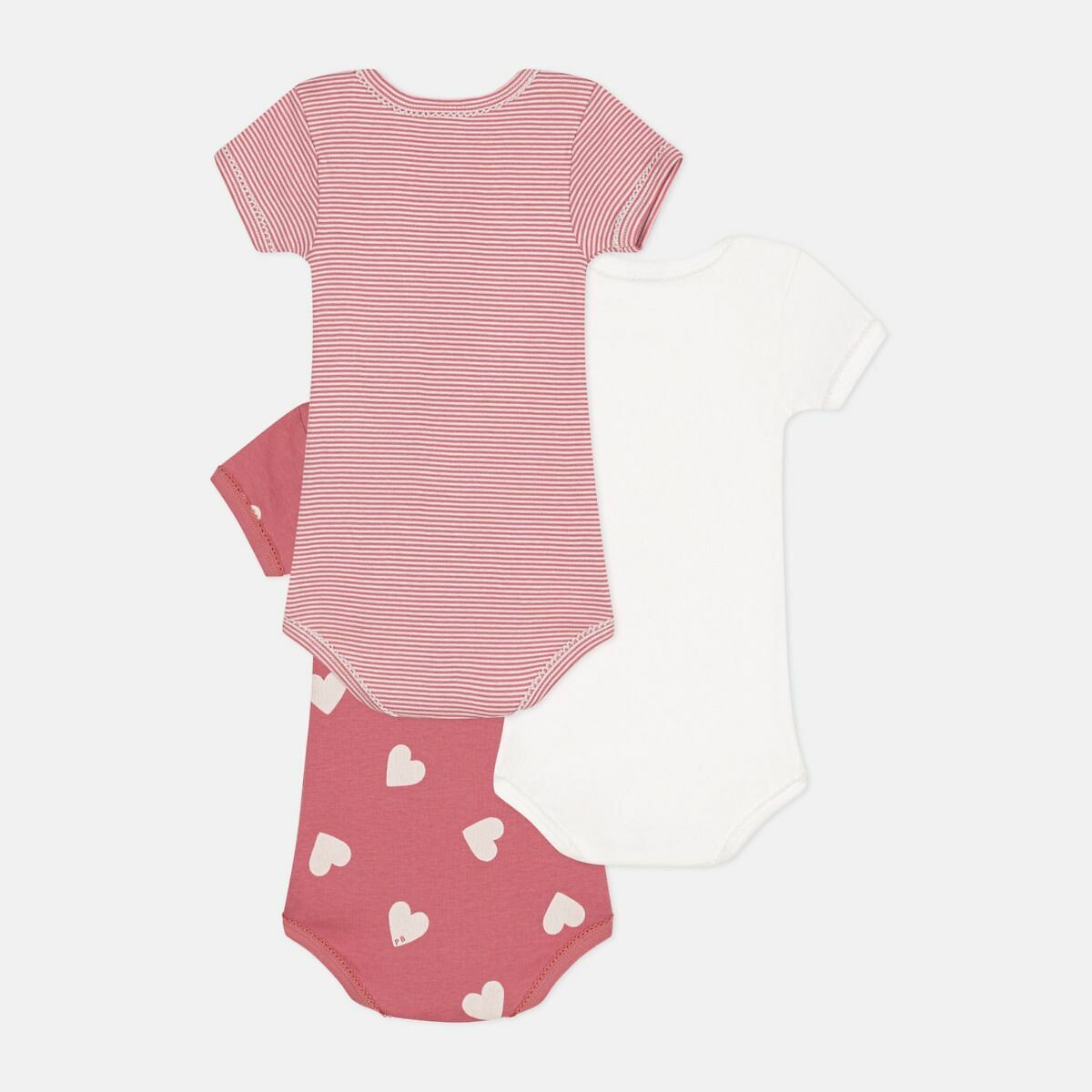 PETIT BATEAU<br>Conjunto de 3 bodies de manga curta