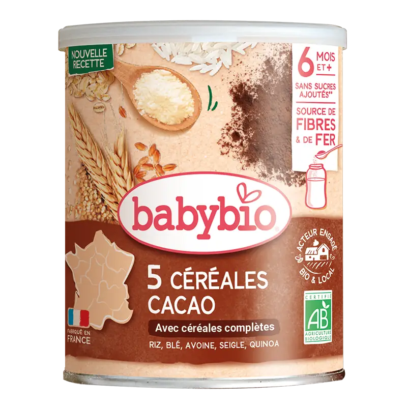 5 Céréales Cacao Riz, Ble, Avoine, Seigle, Quinoa - 220g