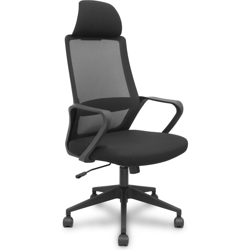 Chaise de bureau Pro534 avec dossier en résille, assise en tissu, base pyramidale, roulettes en nylon