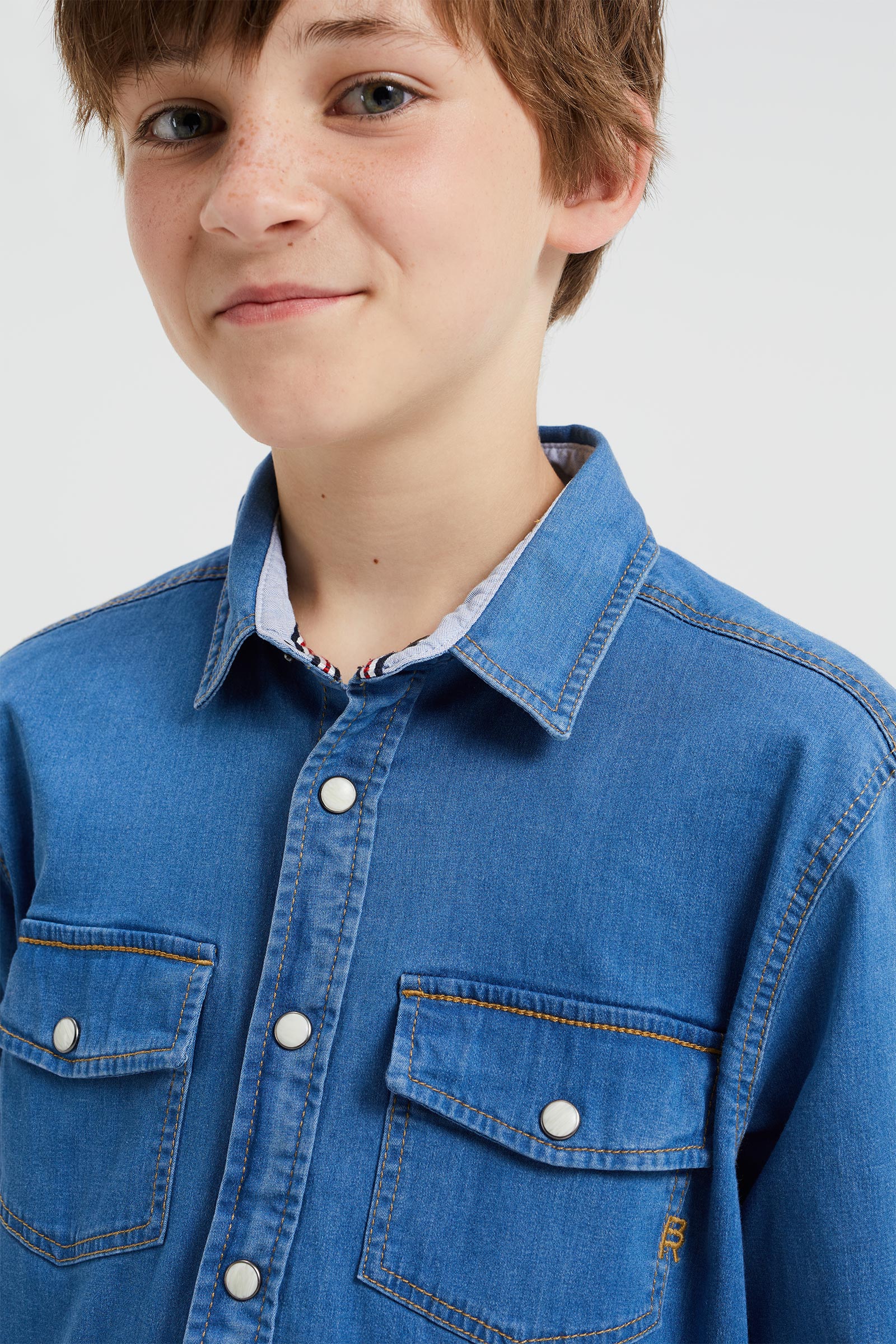 Jongens denim overhemd met stretch Blue Ridge Blauw