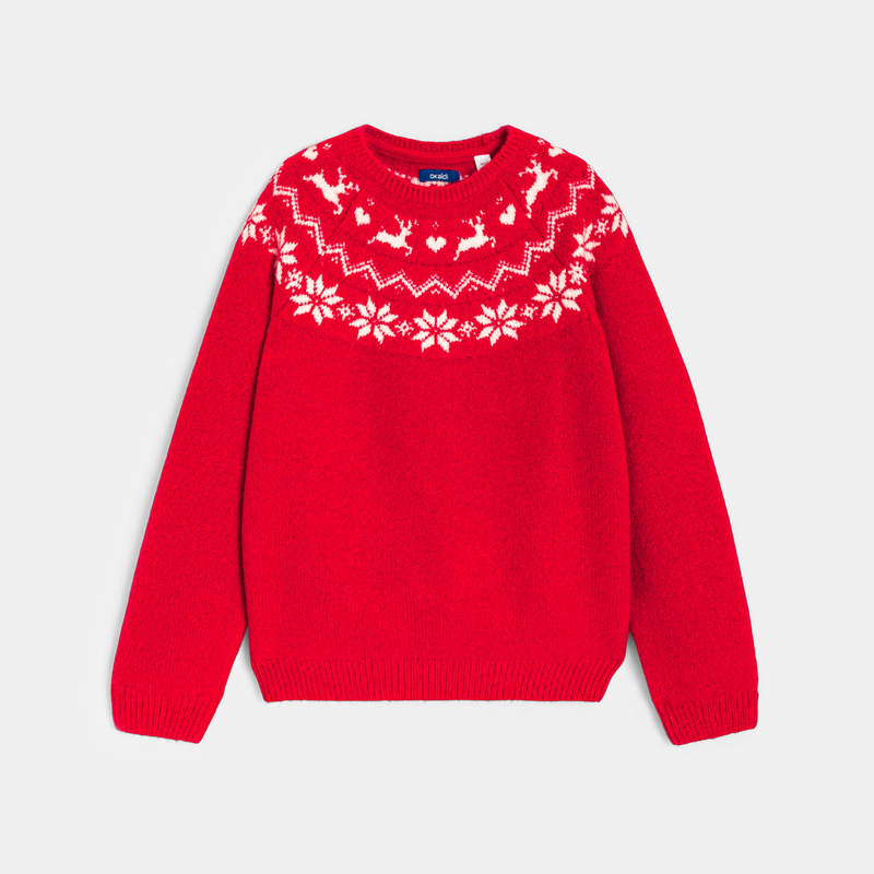 Pull de Noël rouge Fille