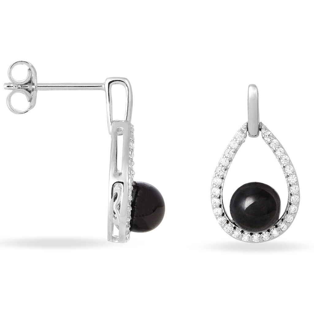 Boucles D'oreilles Pendantes Nerea Argent Blanc Céramique Et Oxyde