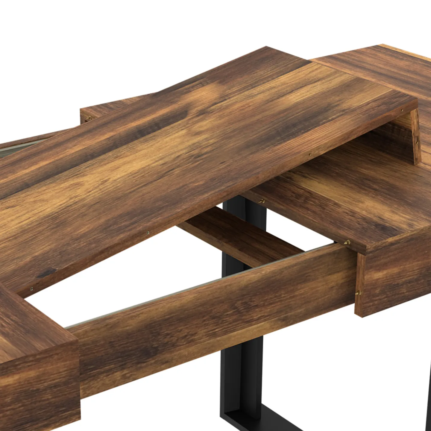Table à manger extensible rectangle PHOENIX 4-8 personnes bois plateau HAWKINS 160-200 cm
