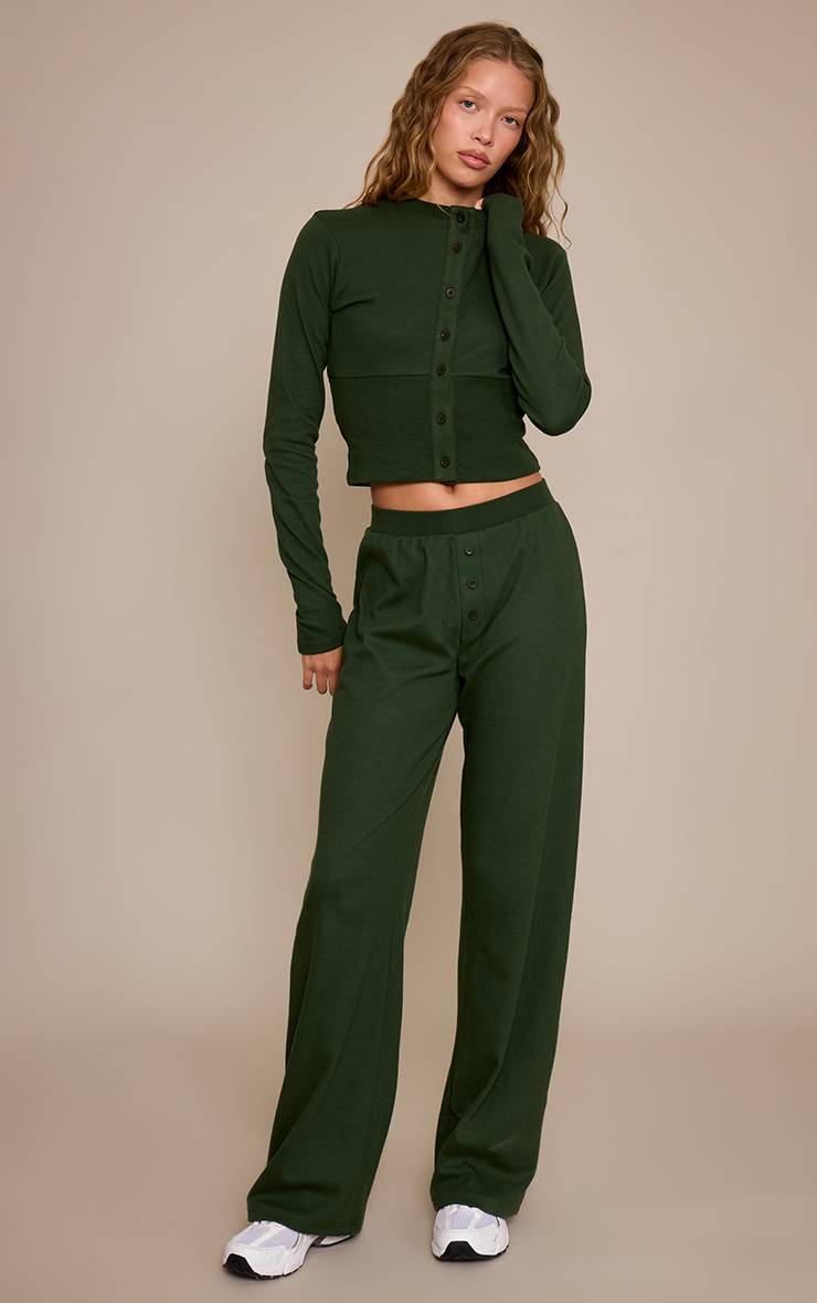 Vert Emeraude Pantalon Large Super Doux Ensemble Coordonné