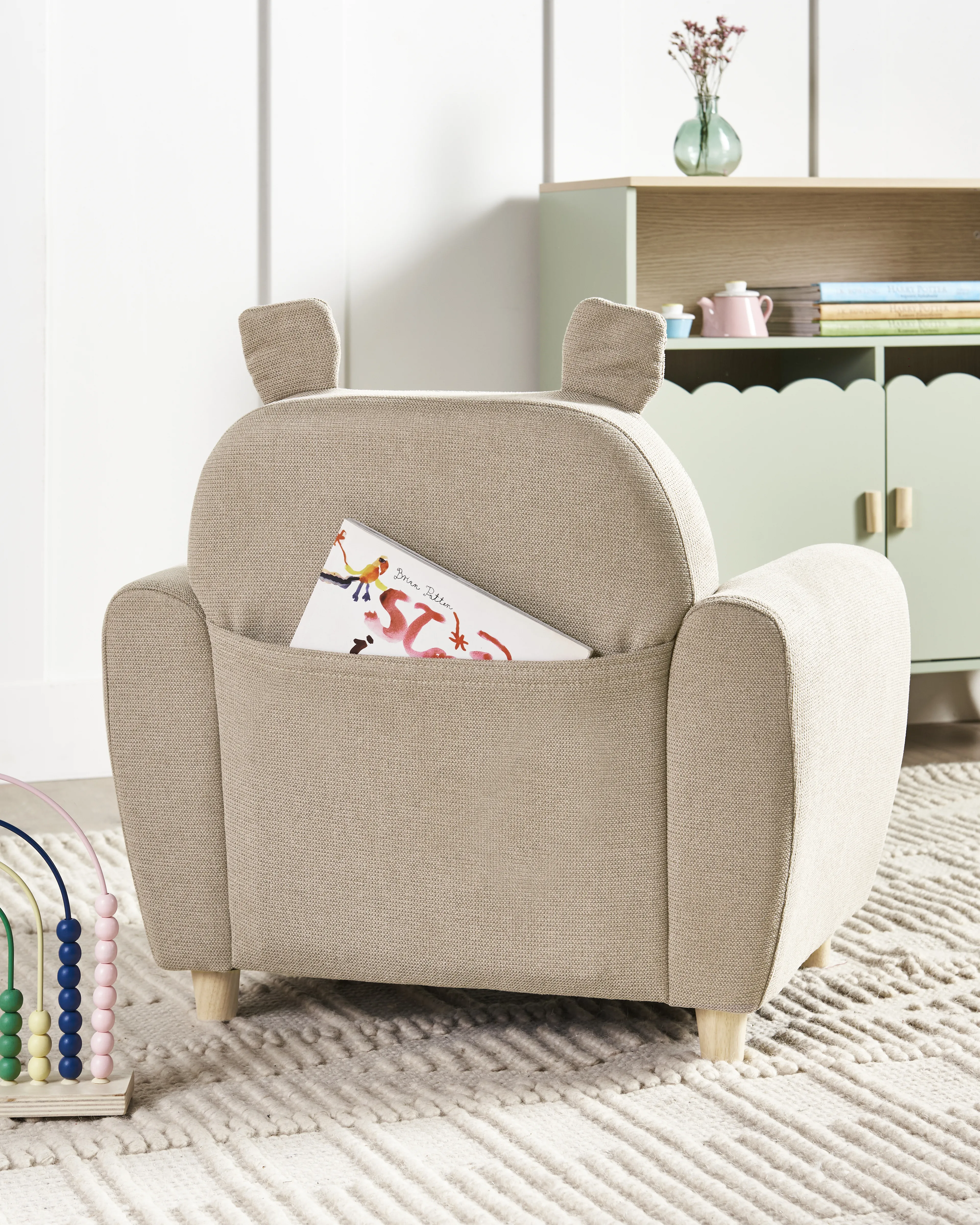 Kinderfauteuil Nijlpaard MARIBO Stof Taupe