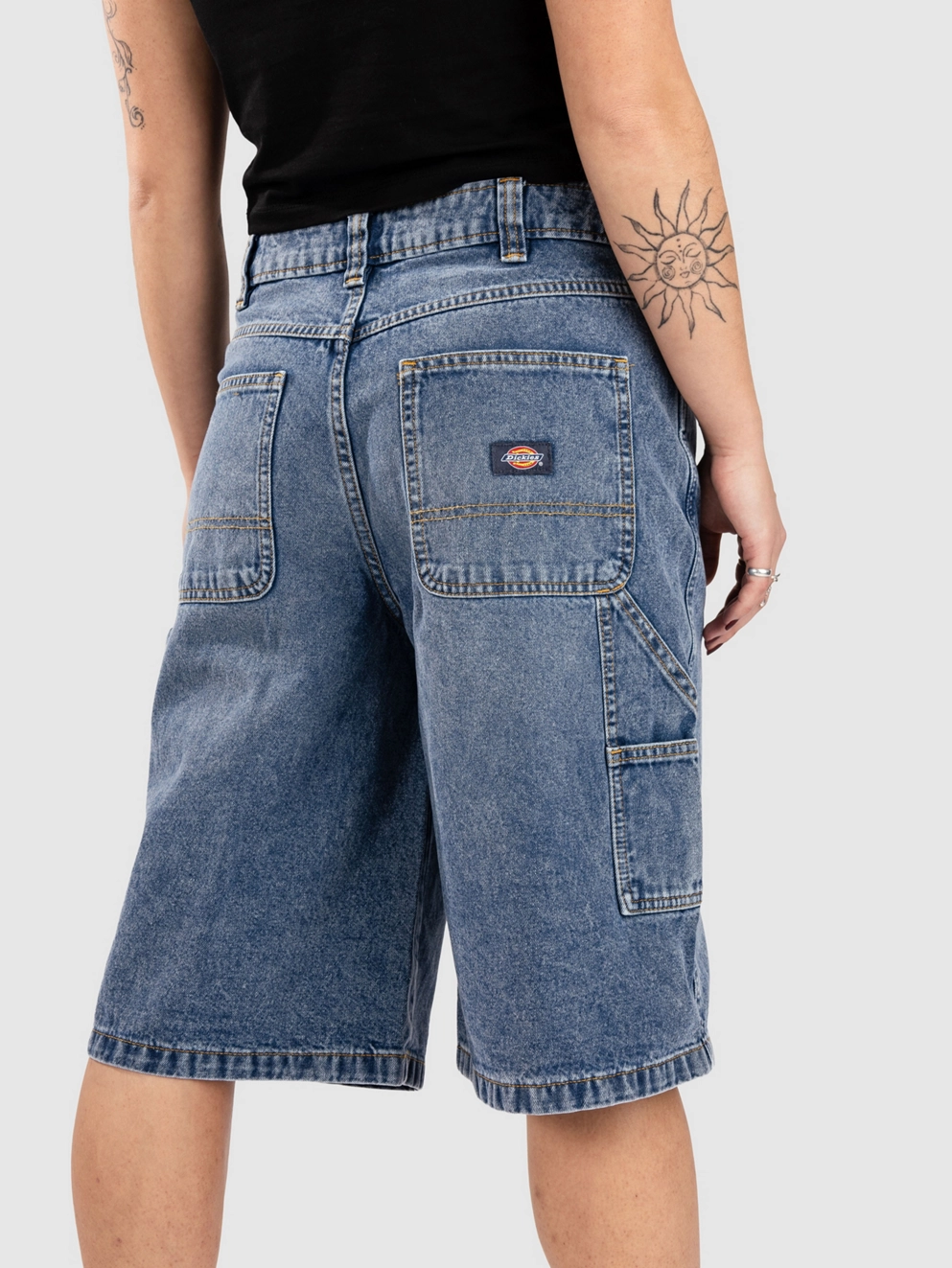 Dickies Carpenter Denim Jort Shorts rinsed blue w/ fade