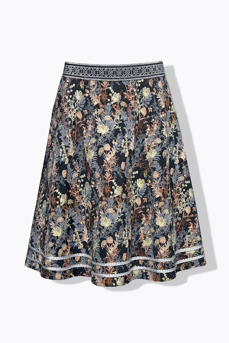Jacquard-Midirock, A-Linie, Elastikbund, Glitzerkordel