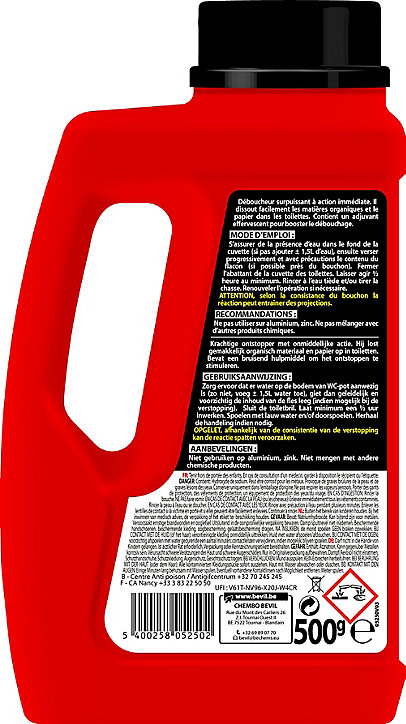 Déboucheur liquide Turbo WC Fulgurant 500g