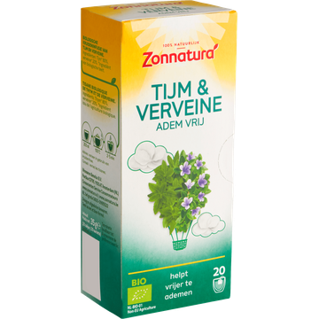 Zonnatura Tijm & Verveine Adem Vrij Kruideninfusie 20 Zakjes 35 g