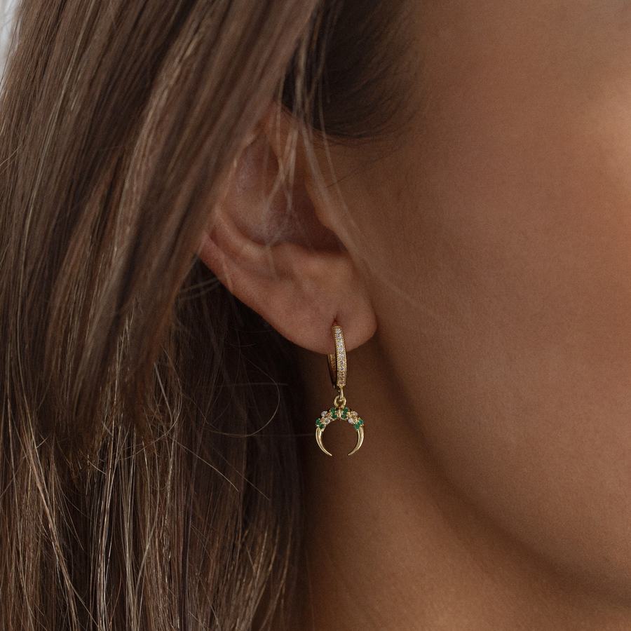 Timi Of Sweden Aya Crystal Horn Hoop Earrings