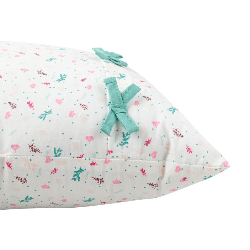Coussin décoratif à imprimé floral - Ecru
