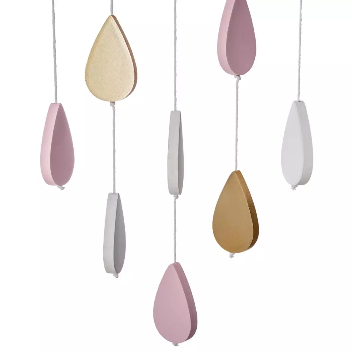 Mobile bébé bois et coton (H57.5 cm) Nuage Rose