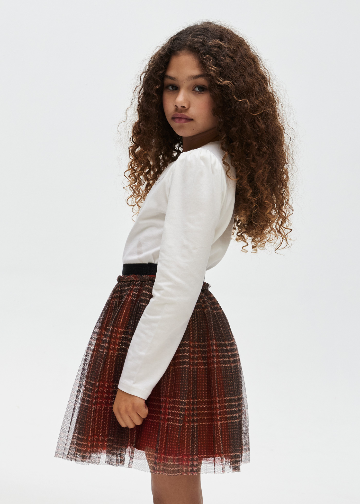 Saia de tule xadrez para meninas