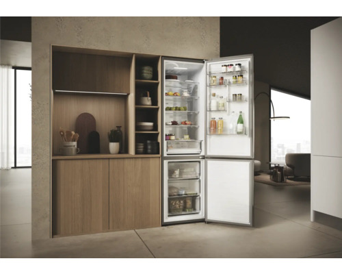 HAIER HDPW3620DNPK koel-vriescombinatie, afmetingen (B x H x D): 59,5 x 205 x 66,7 cm, koelgedeelte: 289 l, vriesgedeelte: 117 l, roestvrij staal