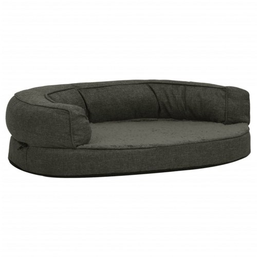 Sofá oval acolchoado para cães Vidaxl com almofada cinza escura