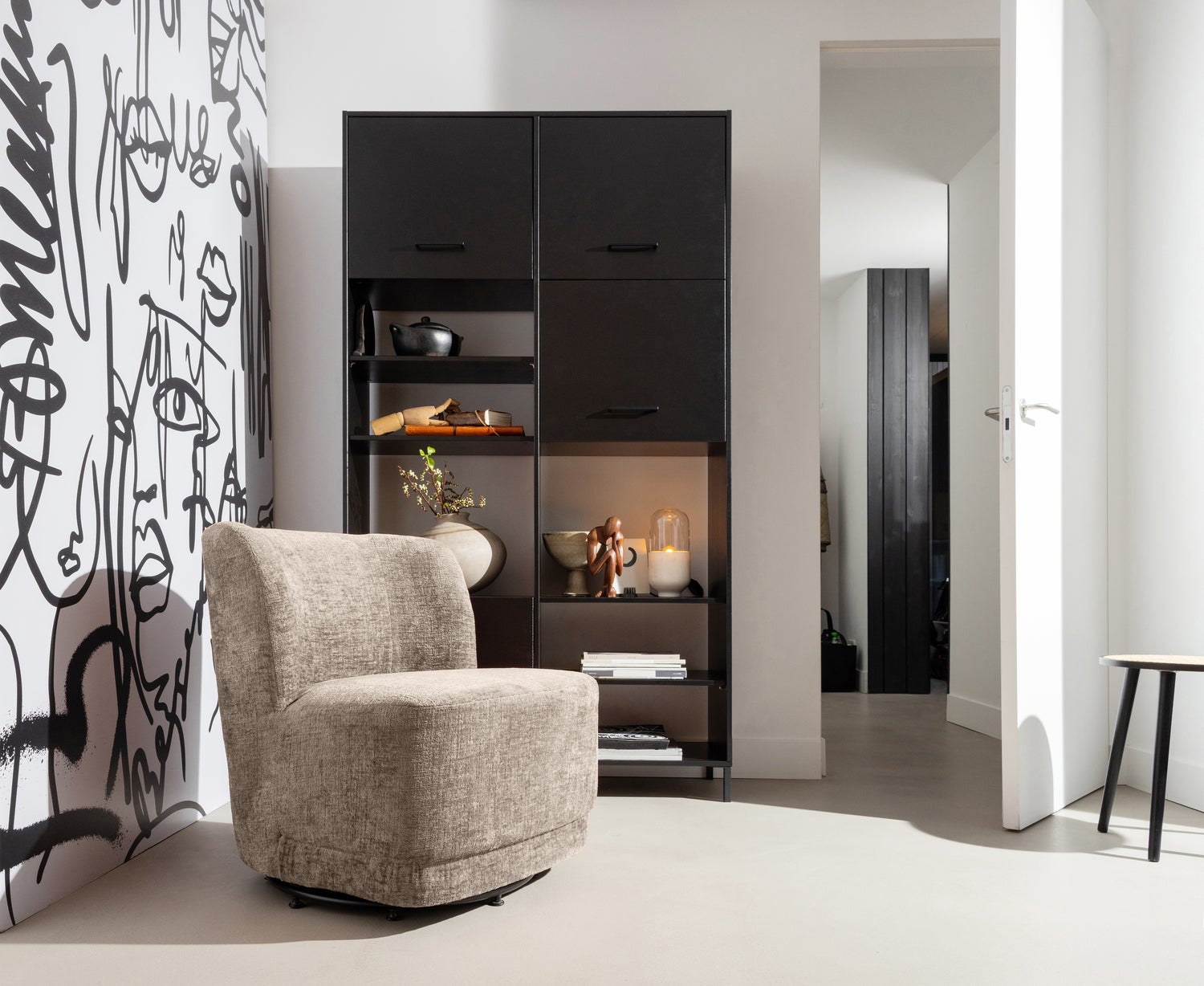 WOOOD fauteuil Atty taupe 65 x 74 x 75 cm