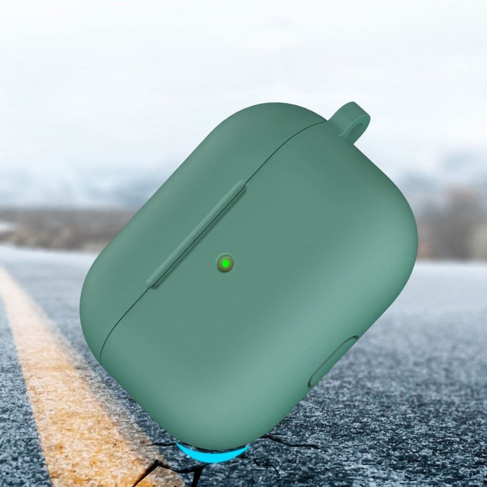 AirPods (3. Generation) Silikon Schutzhülle Abdeckung mit Karabinerhaken - Grün