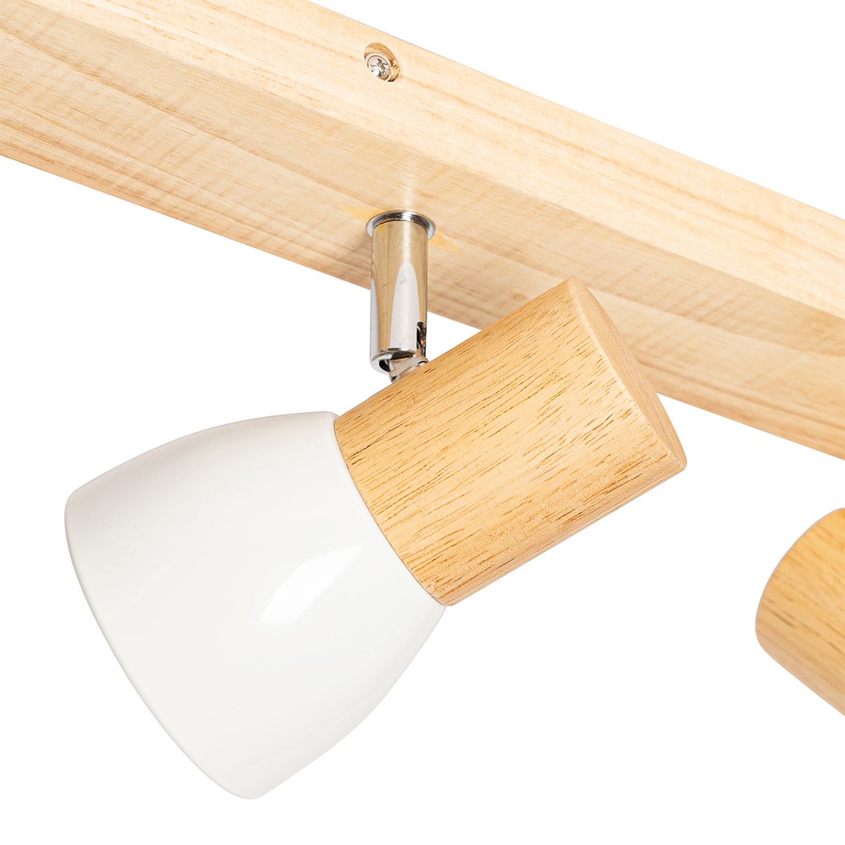 Plafondspot hout met wit verstelbaar 4-lichts - Thorin