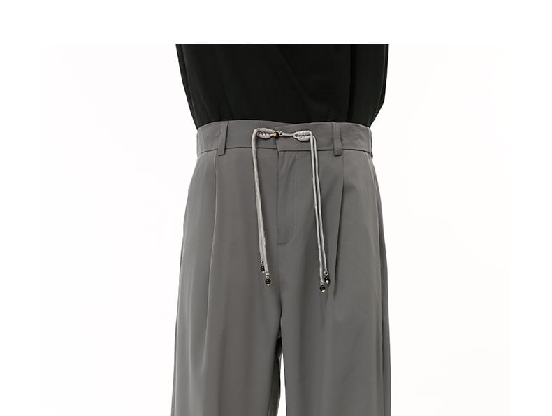 FAERIS - Mid Rise Plain Frog Buttoned Loose Fit Dress Pants