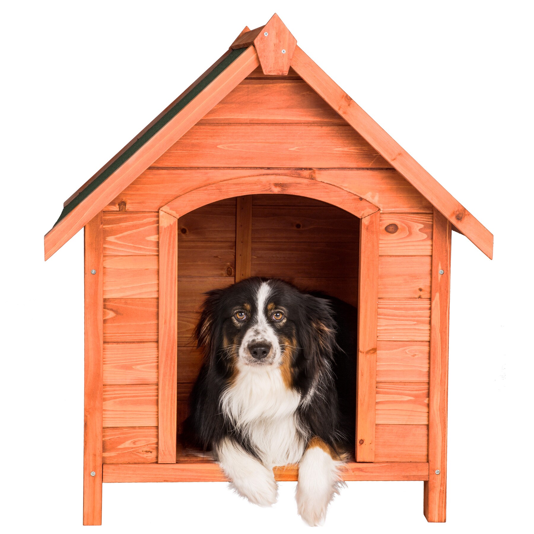 tectake® Hundehütte, aus lasiertem Holz, aufklappbares Spitzdach mit Bitumenoberfläche, 72 x 65 x 83 cm
