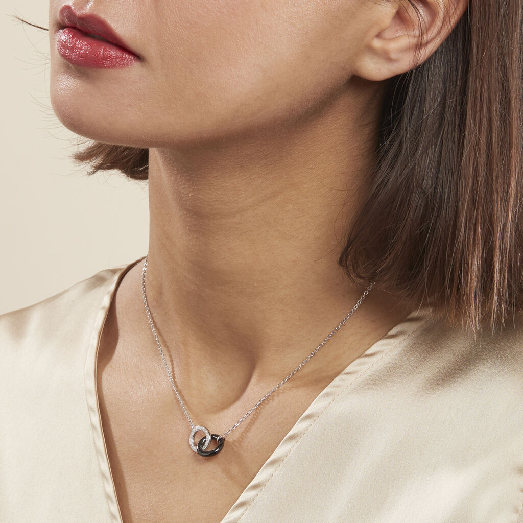 Collier Dina Argent Blanc Céramique Et Oxyde De Zirconium