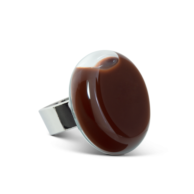 Bague en verre soufflée - Platine Mini Milk
