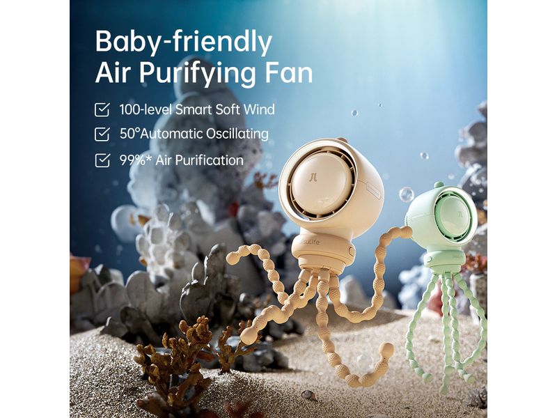 Jisulife Kinderwagenventilator Life2 Braun USB-Ventilator
