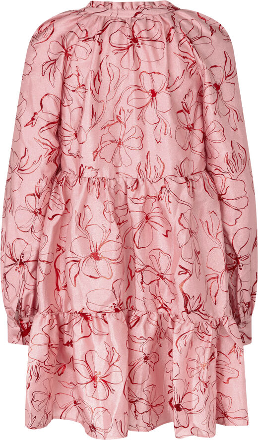 Stine Goya Tier Voluminous Mini Dress, 2067 Flat Textured Poly Foil foliage
