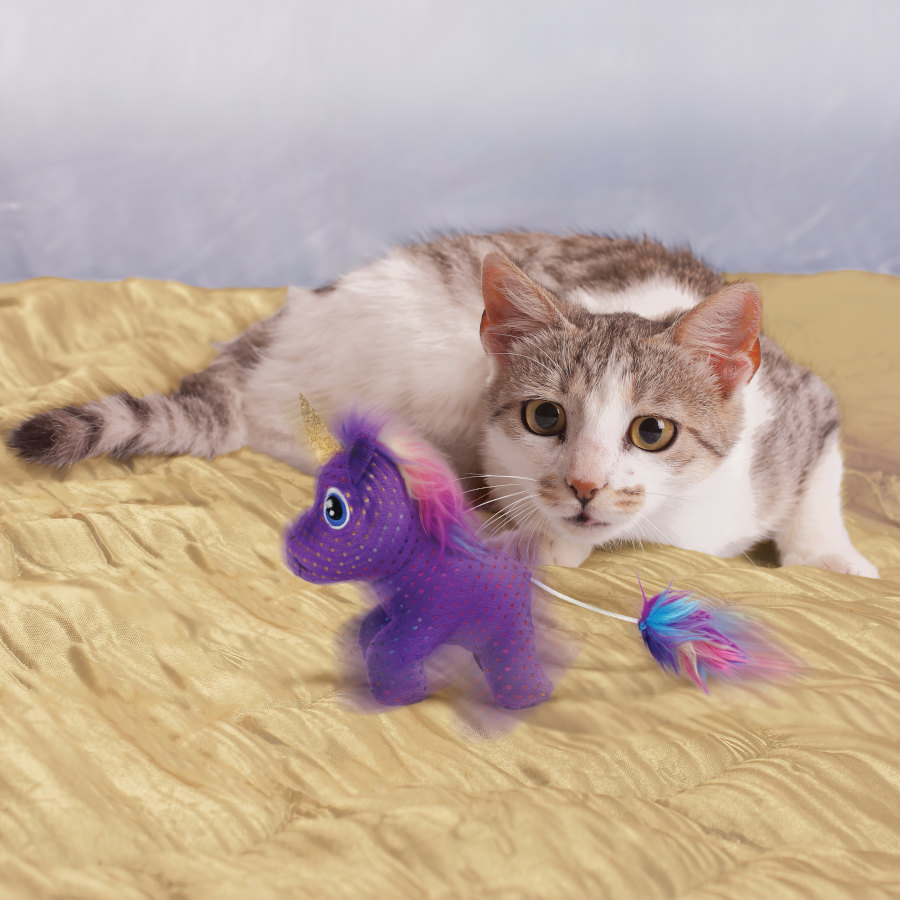 Brinquedo de pelúcia para gato unicórnio encantado Kong Buzzy