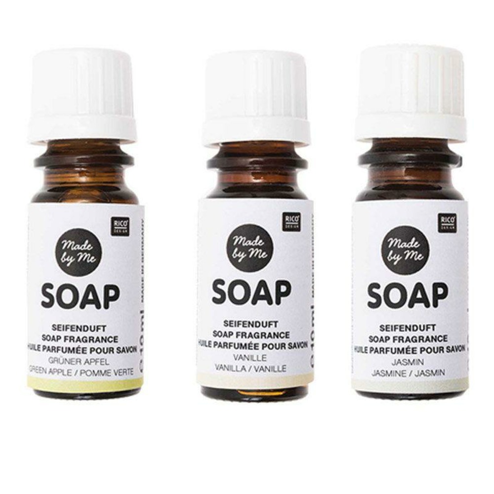 3 huiles parfumées 10 ml pour savon - pomme, vanille, jasmin