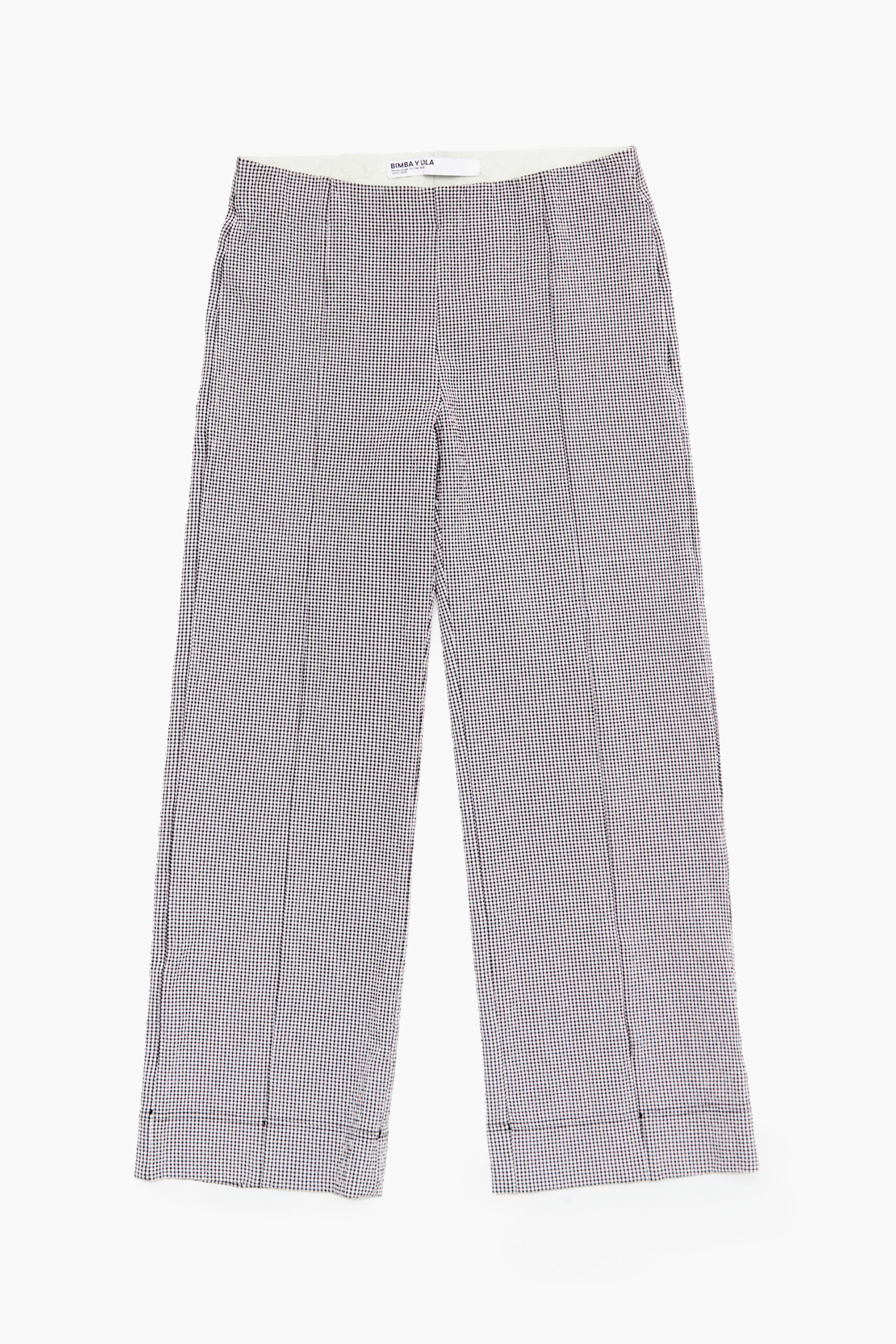 Calça boca de sino xadrez preta