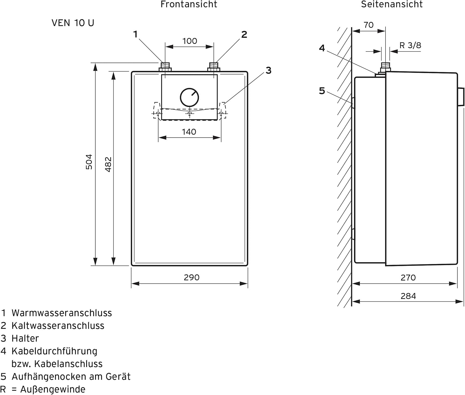 Vaillant Warmwasserspeicher, Untertischgerät eloSTOR VEN 10/7-5 U plus, 230 V, Kapazität: 10 Liter, Niederdruckspeicher, Elektro-Kleinspeicher, 0010021144