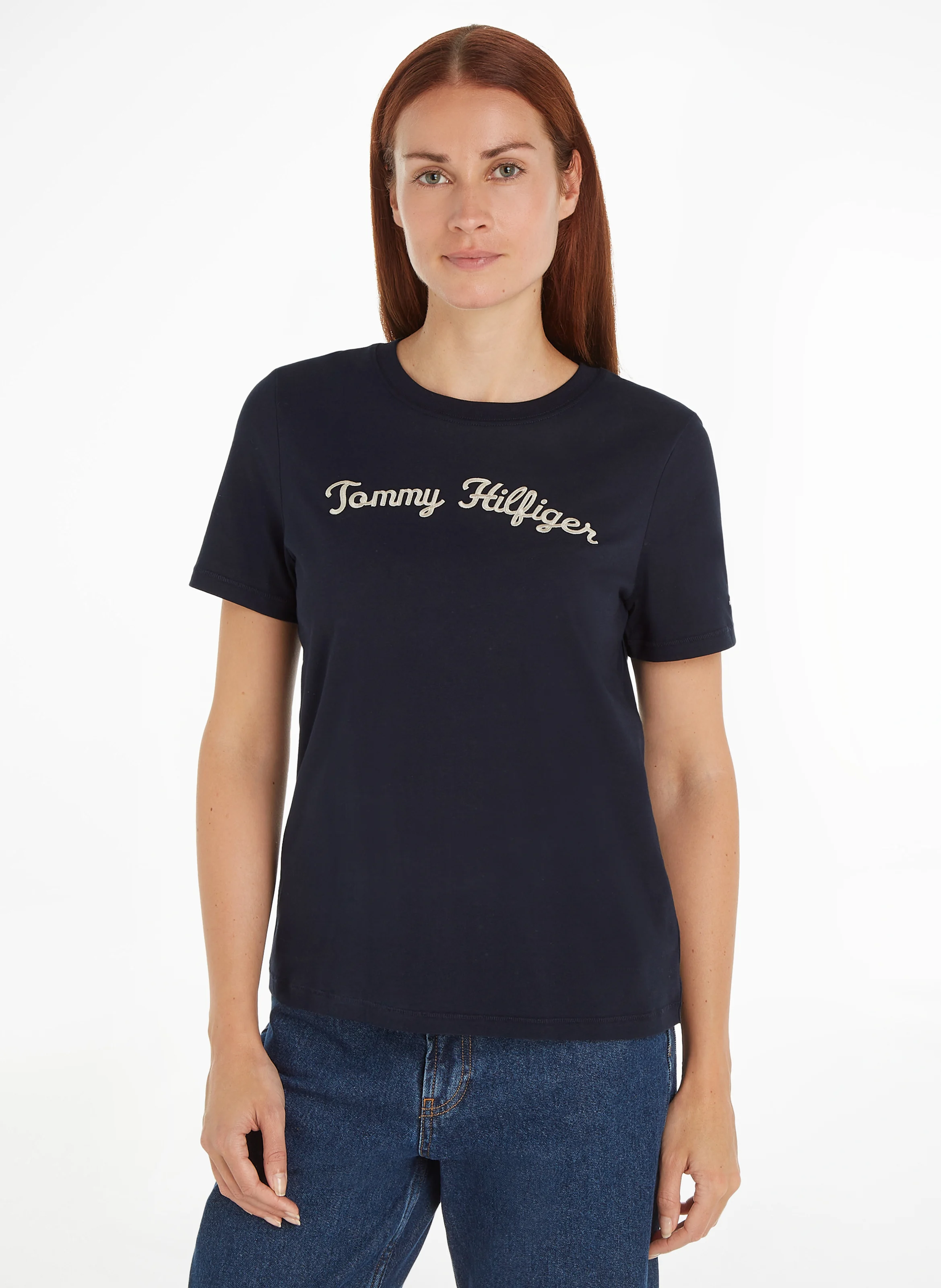 Tee-shirt col rond en coton | Bleu